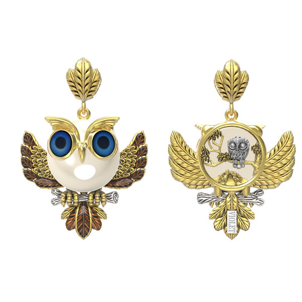 Подвеска из лимонного золота c эмалью и жемчугом