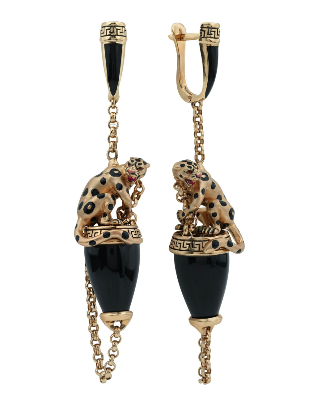 Серьги из золота c эмалью и ониксом