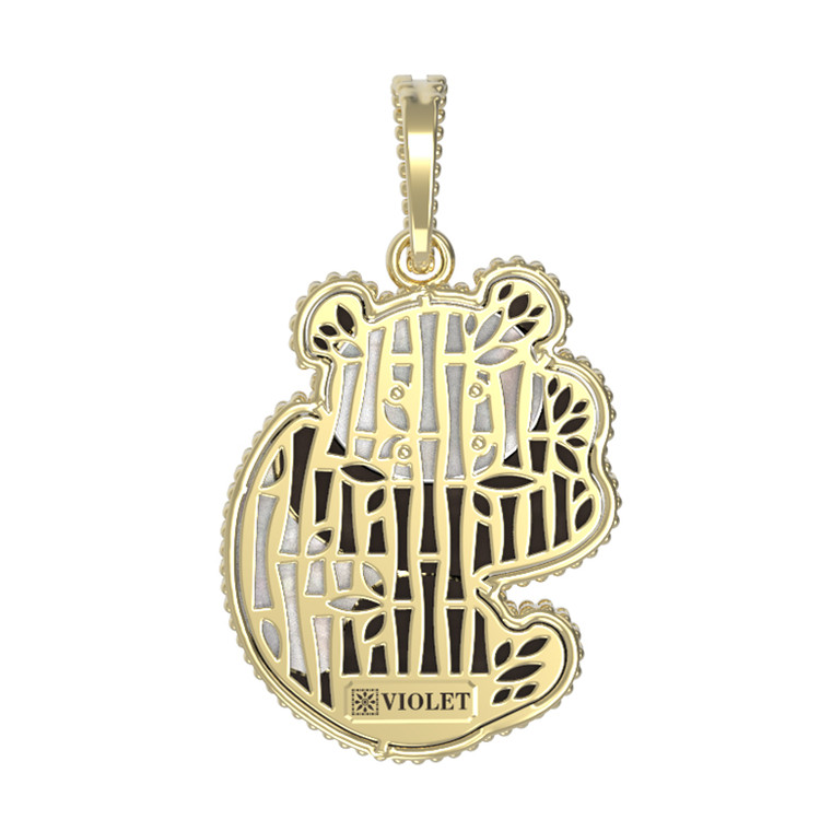 Подвеска из лимонного золота c эмалью, ониксом и перламутром