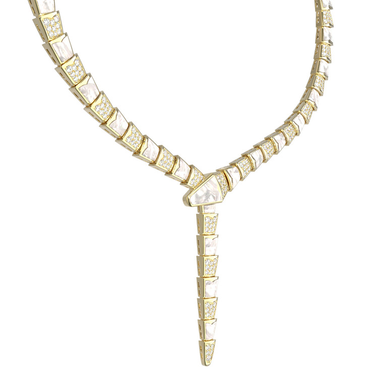 Колье из лимонного золота c бриллиантами и перламутром