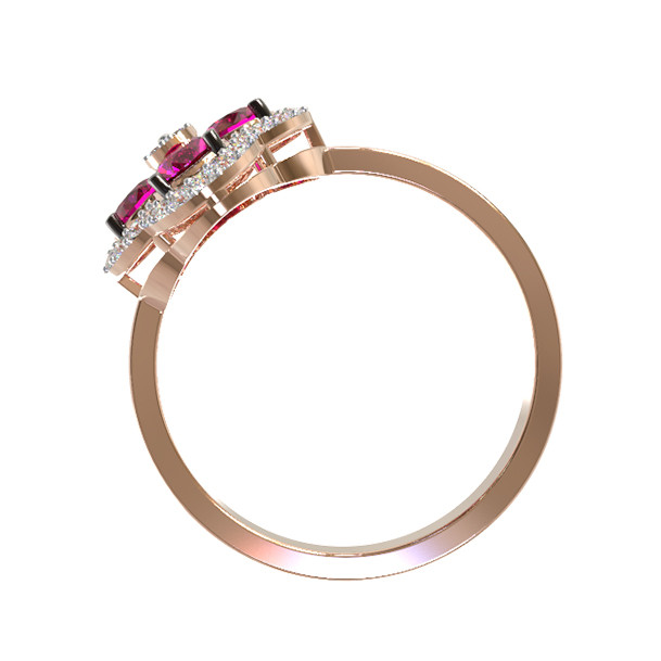 Кольцо из золота c бриллиантами и рубином