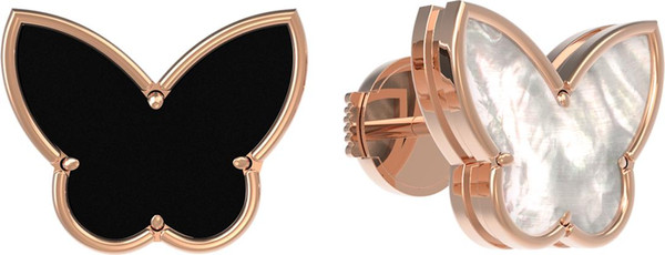 Серьги из золота c ониксом и перламутром