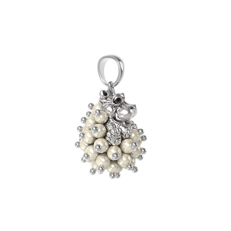 Подвеска из белого золота c эмалью и жемчугом