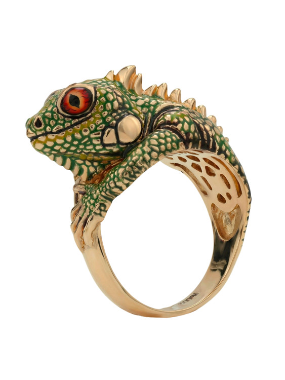 Кольцо из золота c эмалью и рубином