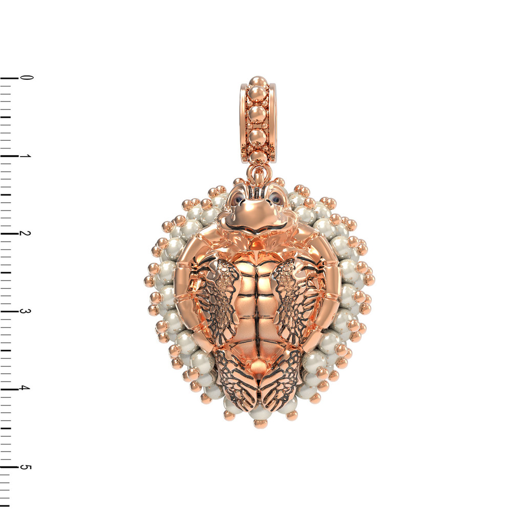 Подвеска из золота c эмалью и жемчугом