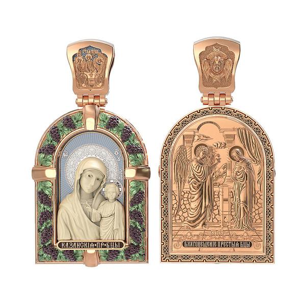 Образок из золота c эмалью и бивнем мамонта