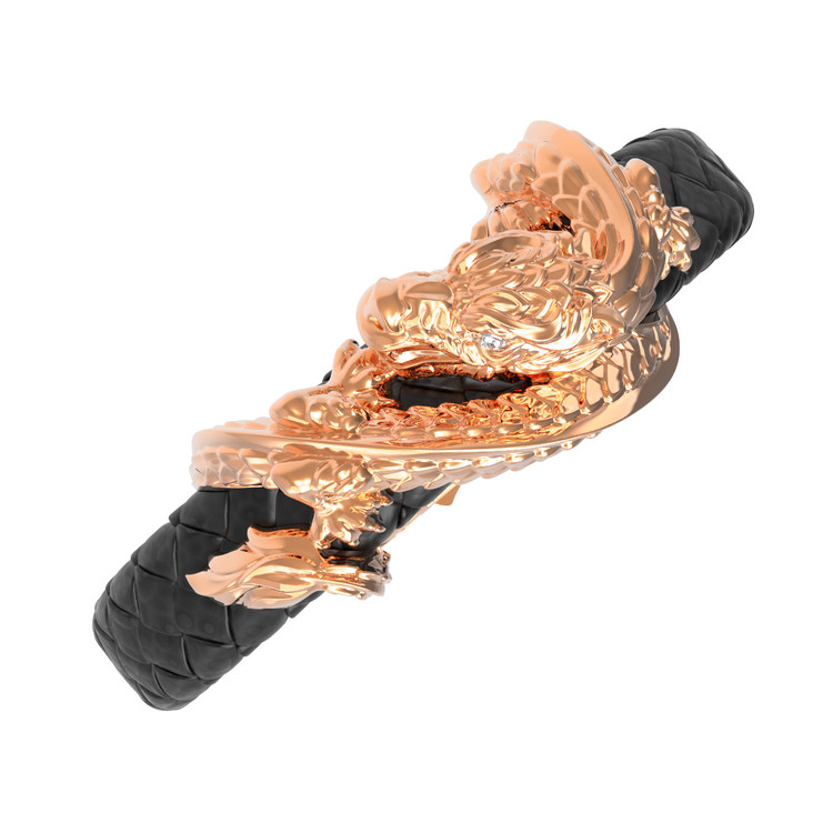 Браслет из золота c бриллиантами и кожаным шнурком