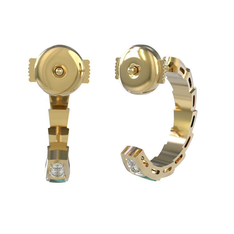 Серьги из лимонного золота c бриллиантами и малахитом