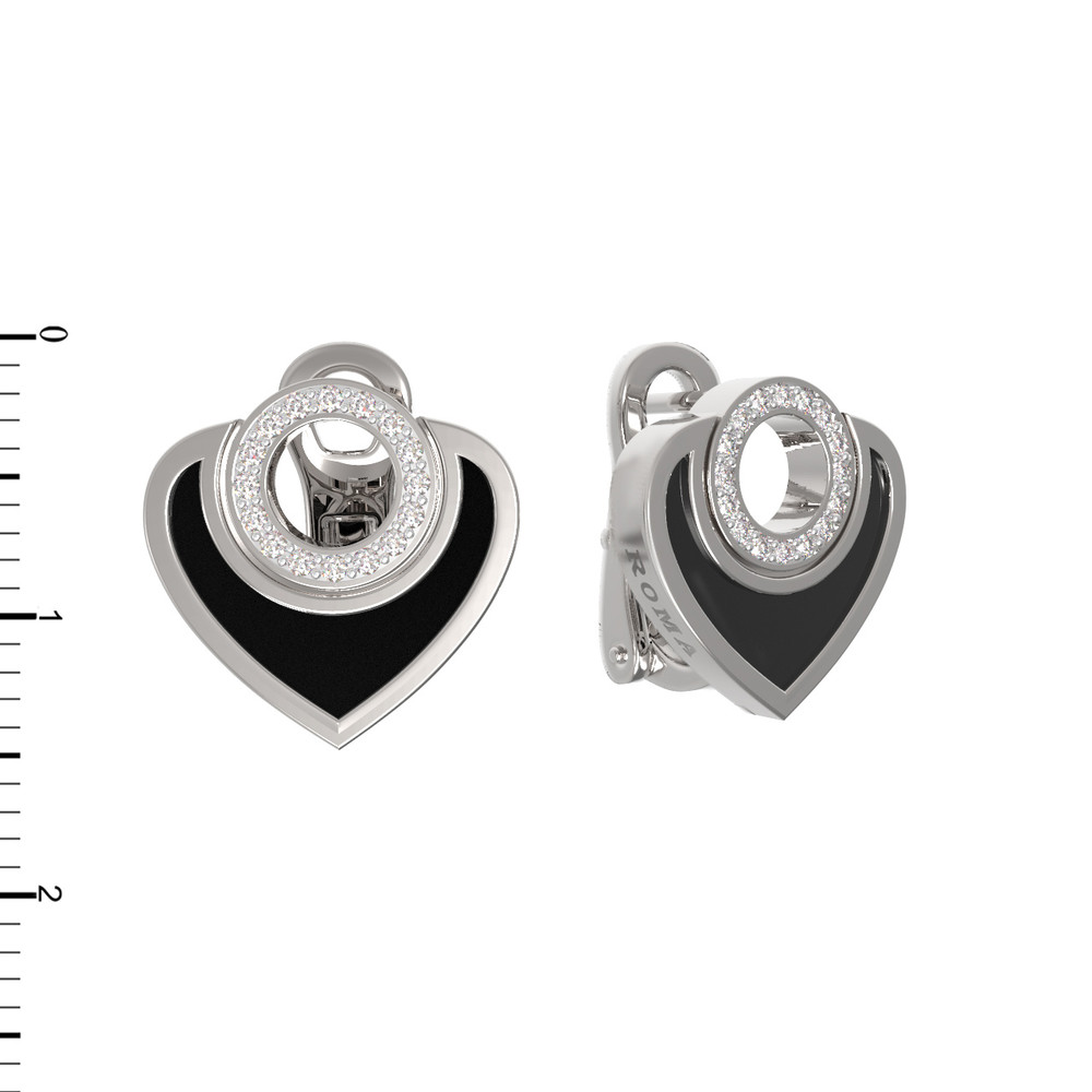 Серьги из белого золота c бриллиантами и ониксом