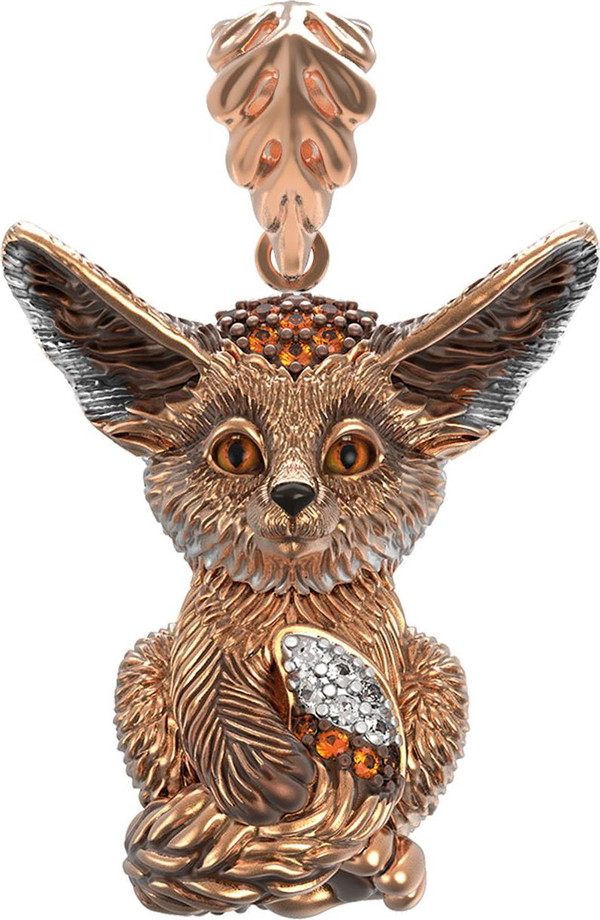 Подвеска из золота c эмалью и фианитом