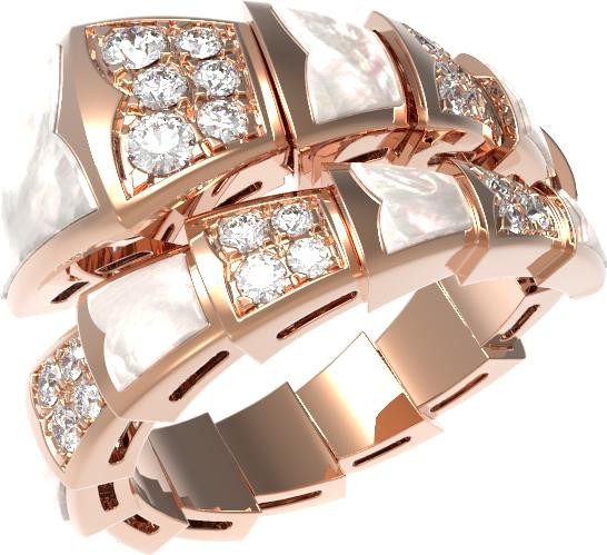 Кольцо из золота c бриллиантами и перламутром