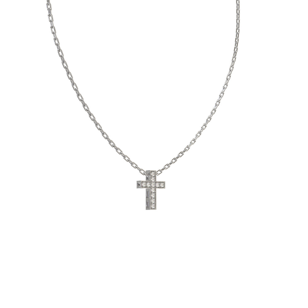Крест из белого золота c бриллиантами