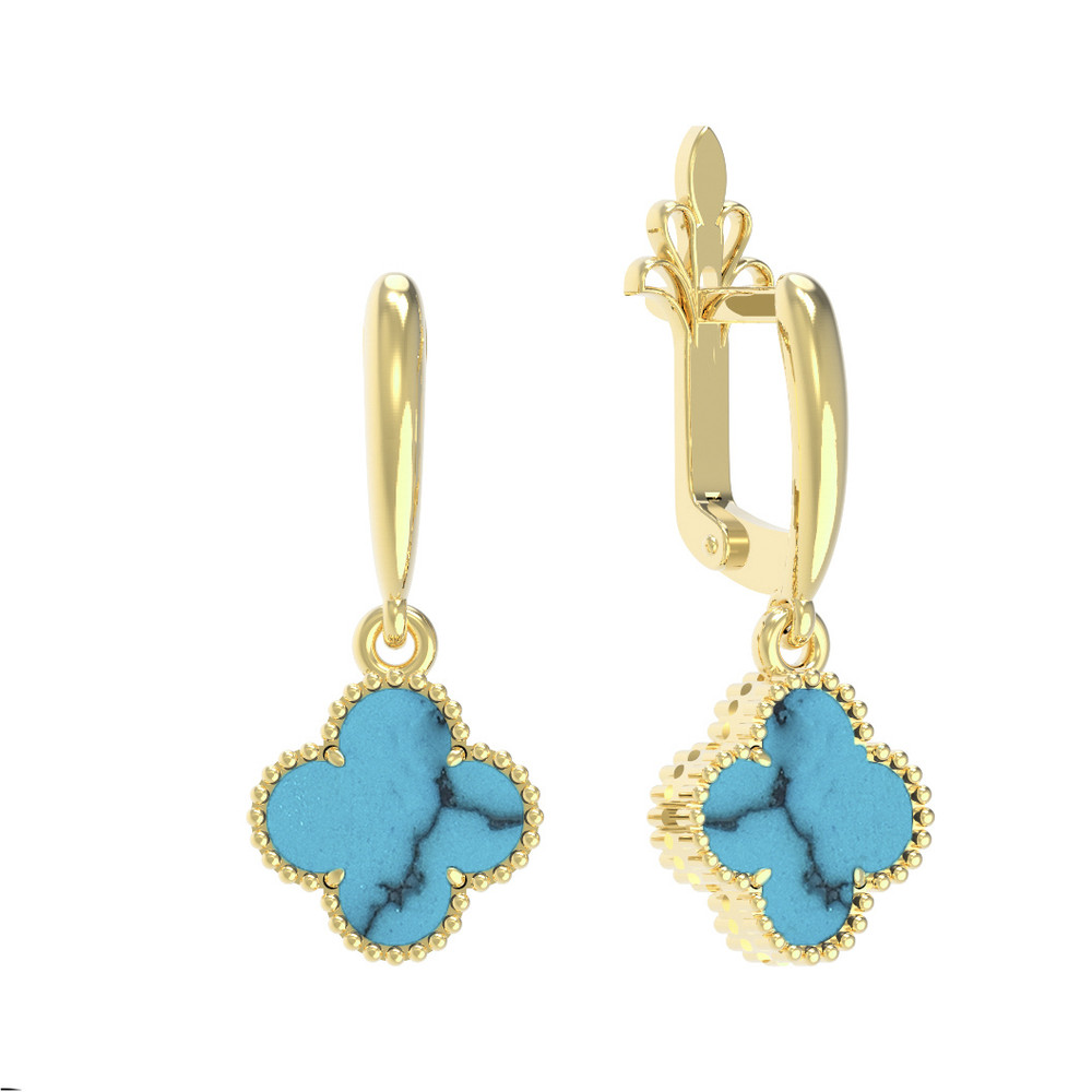 Серьги из лимонного золота c бирюзой