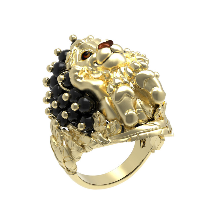 Кольцо из лимонного золота c эмалью и ониксом