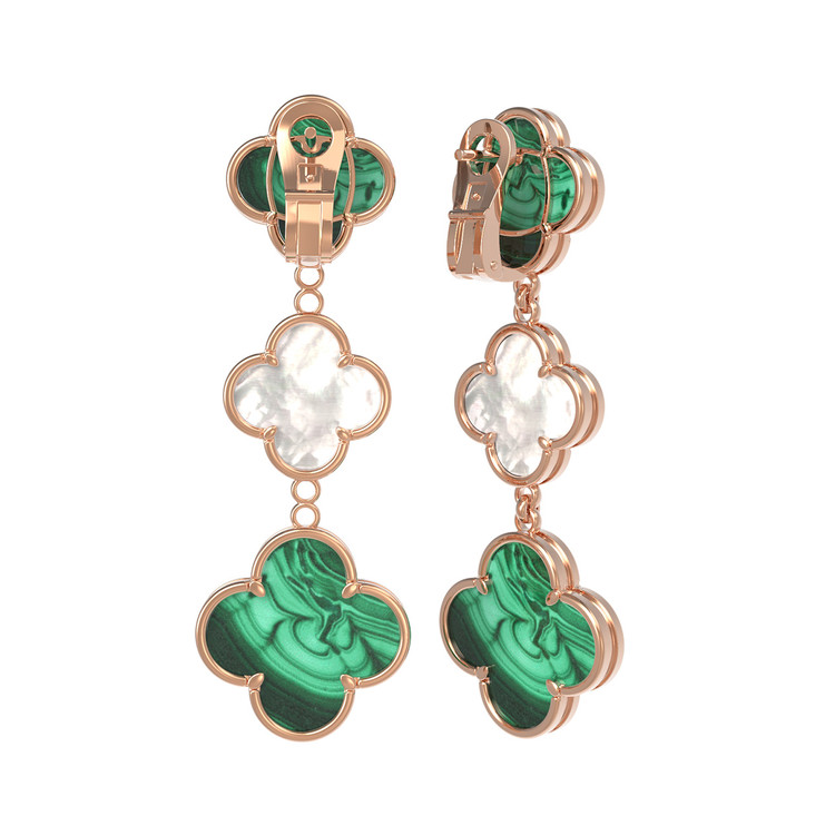 Серьги из золота c малахитом и перламутром