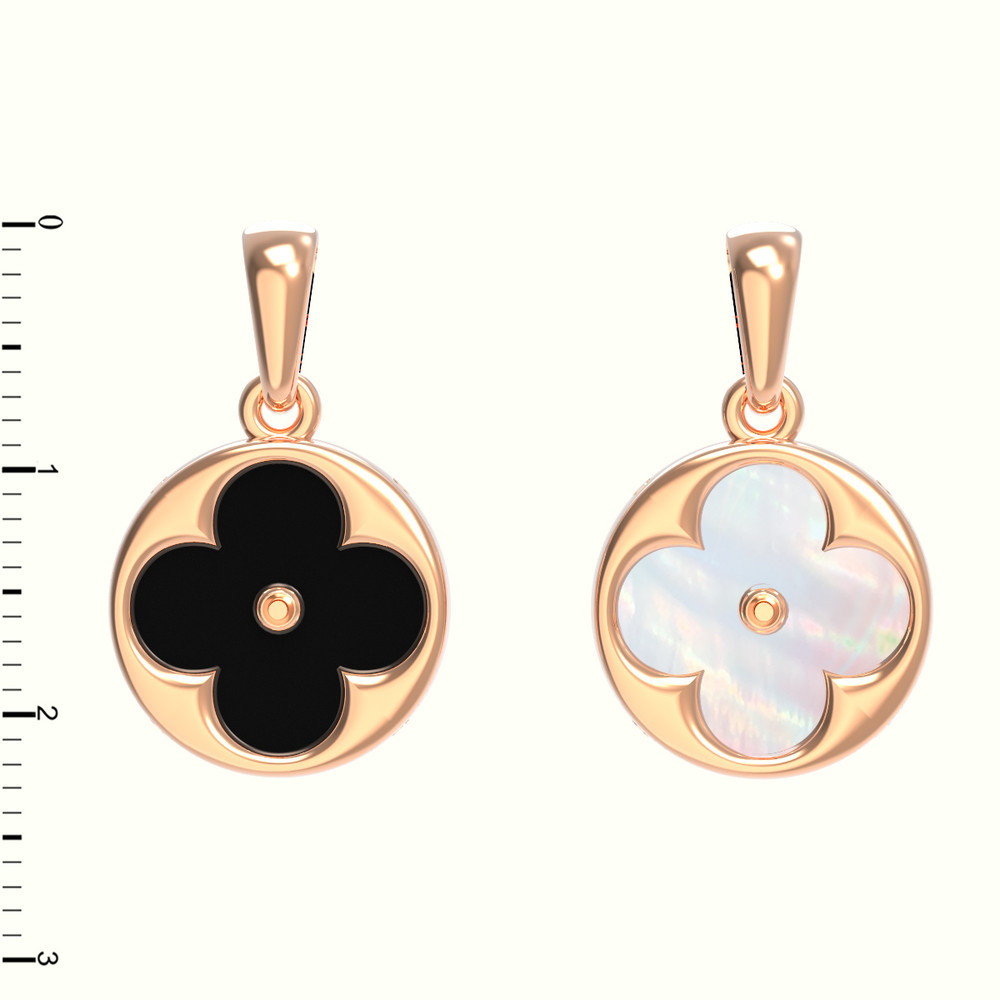 Подвеска из золота c ониксом и перламутром