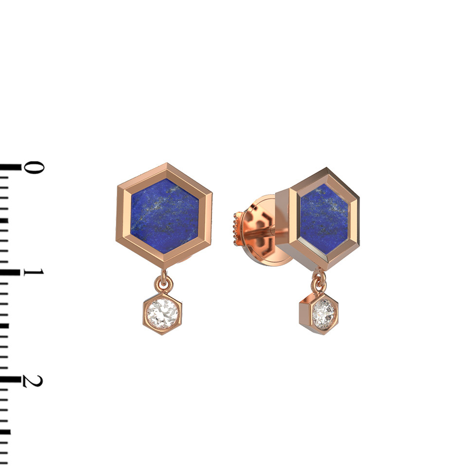 Серьги из золота c бриллиантами и лазуритом