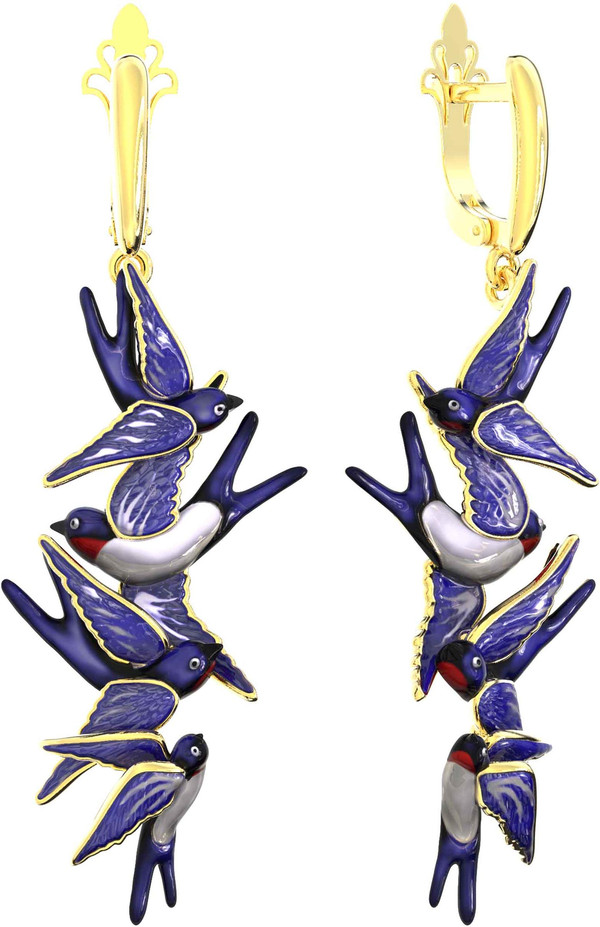 Серьги из лимонного золота c эмалью