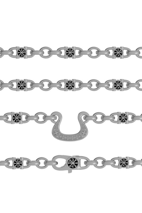 Цепь из белого золота c эмалью