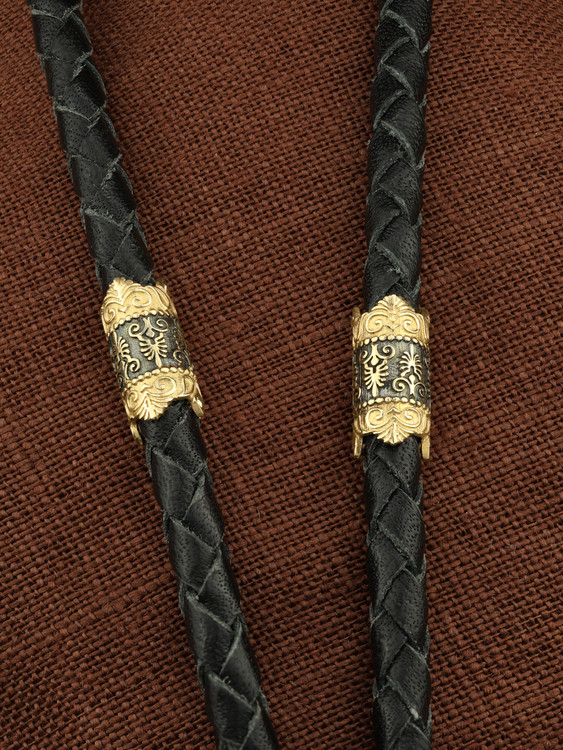 Гайтан из лимонного золота c кожаным шнурком