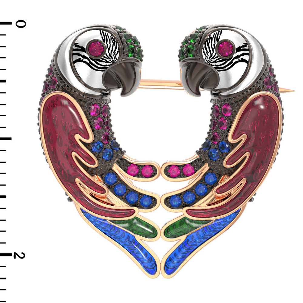 Брошь из золота c эмалью и фианитом