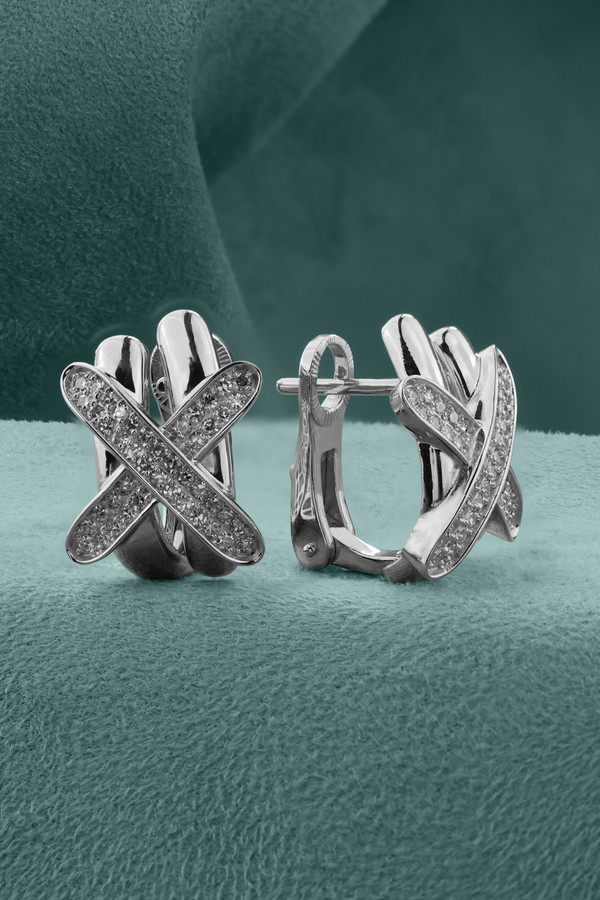 Серьги из белого золота c бриллиантами