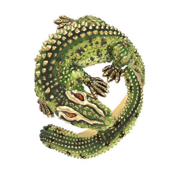 Кольцо из лимонного золота c эмалью