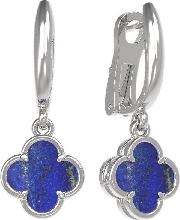 Серьги из белого золота c лазуритом