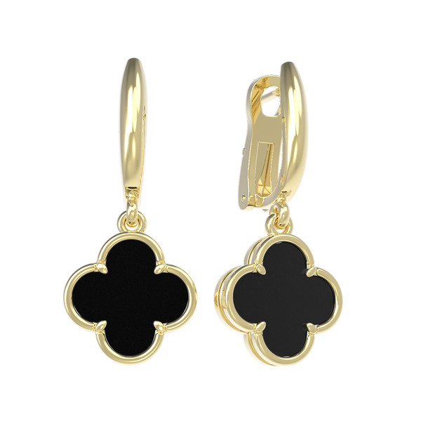 Серьги из лимонного золота c ониксом