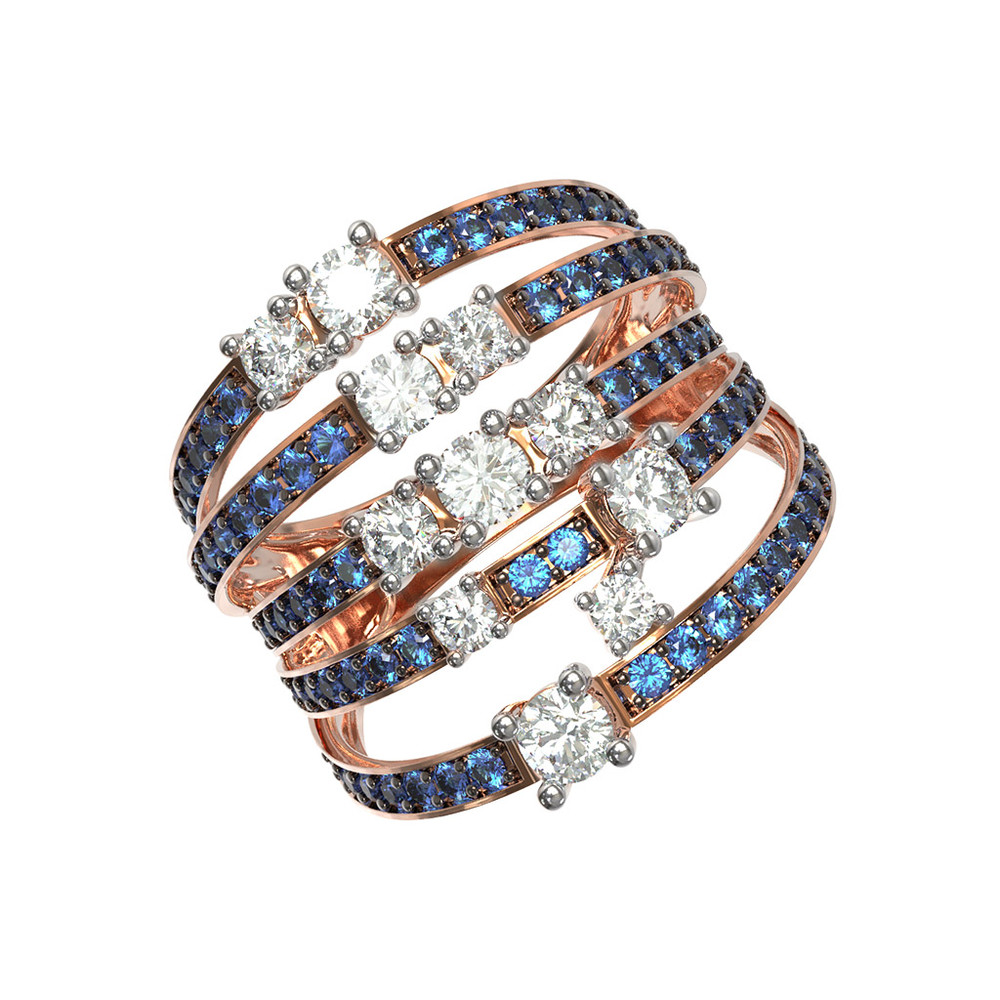 Кольцо из золота c бриллиантами и сапфиром