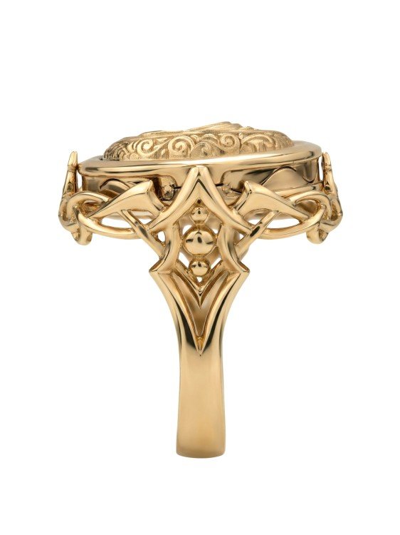 Кольцо из золота c ониксом и перламутром