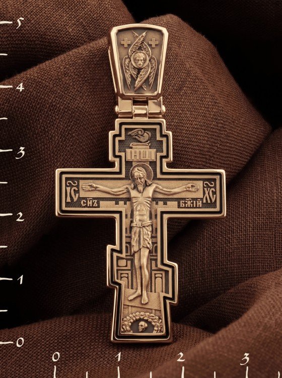 Крест из золота c эмалью