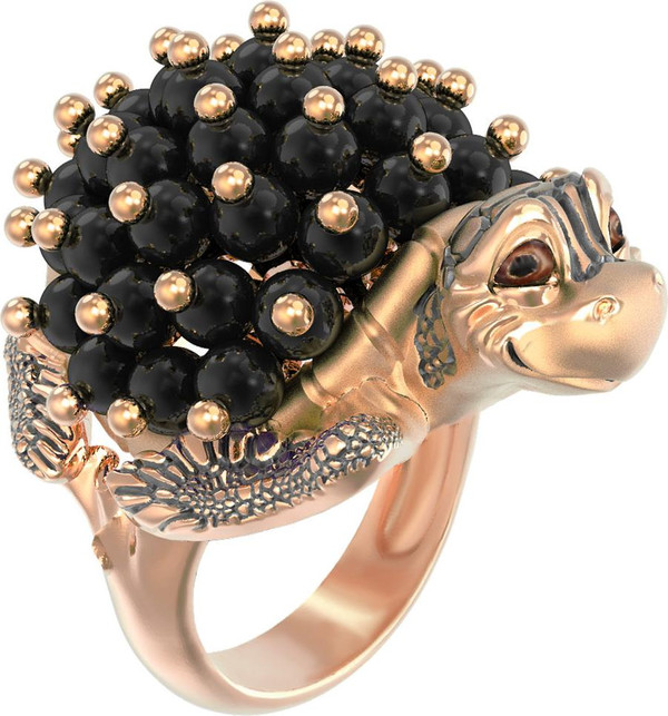 Кольцо из золота c эмалью и ониксом