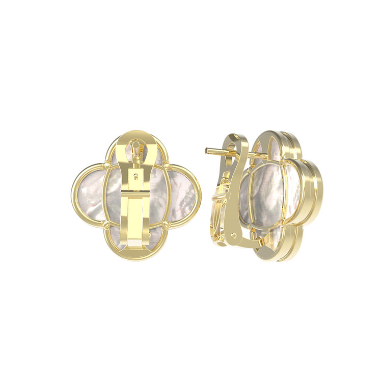 Серьги из лимонного золота c перламутром