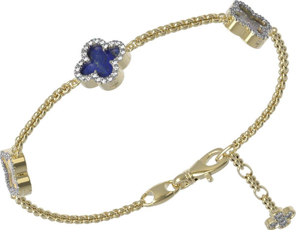 Браслет из лимонного золота c бриллиантами, лазуритом и перламутром