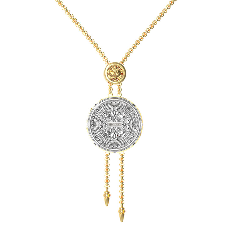 Колье из лимонного золота c эмалью