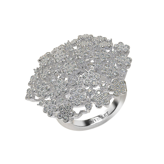 Кольцо из белого золота c бриллиантами