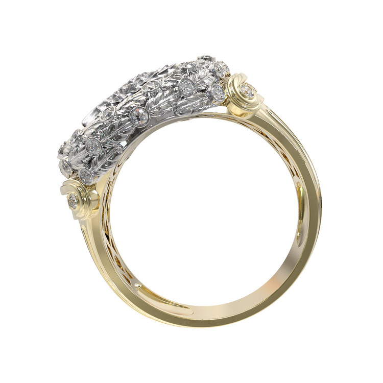 Кольцо из лимонного золота c бриллиантами и ониксом