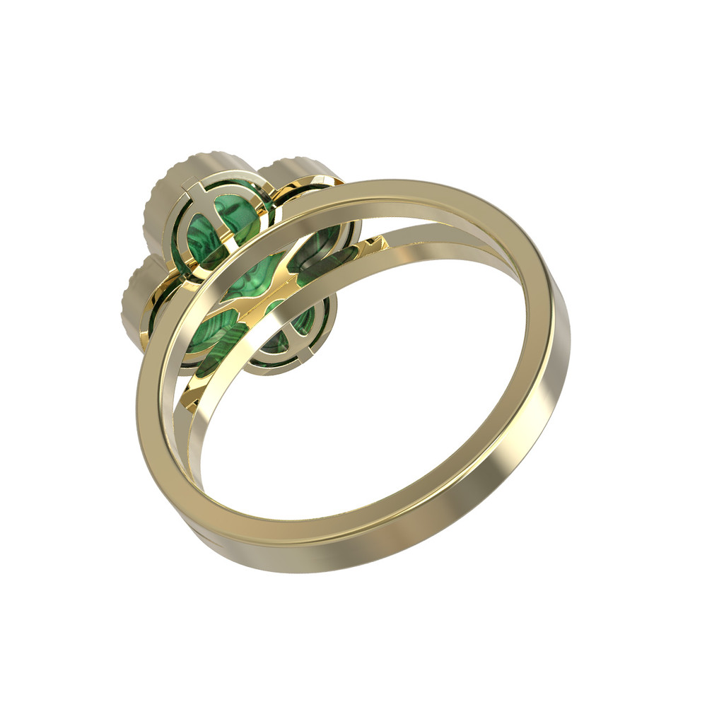 Кольцо из лимонного золота c бриллиантами и малахитом