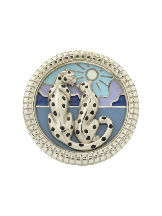 Кольцо из белого золота c эмалью