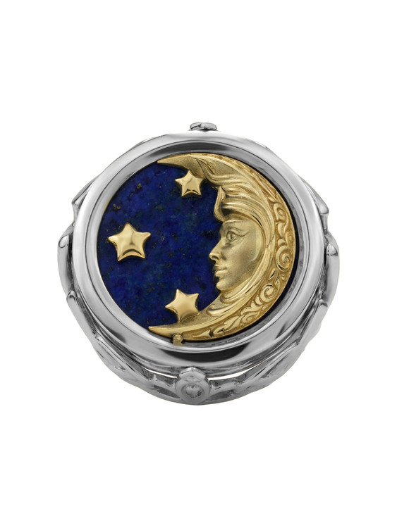 Кольцо из белого золота c бирюзой и лазуритом