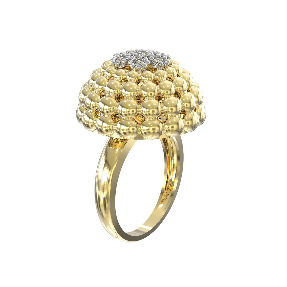 Кольцо из лимонного золота c бриллиантами