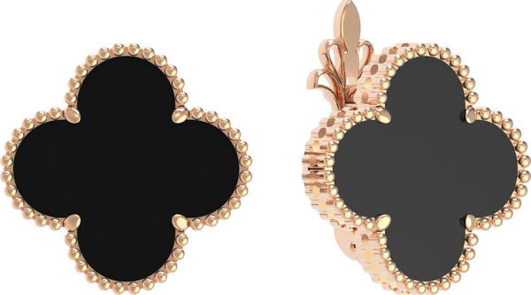 Серьги из золота c ониксом