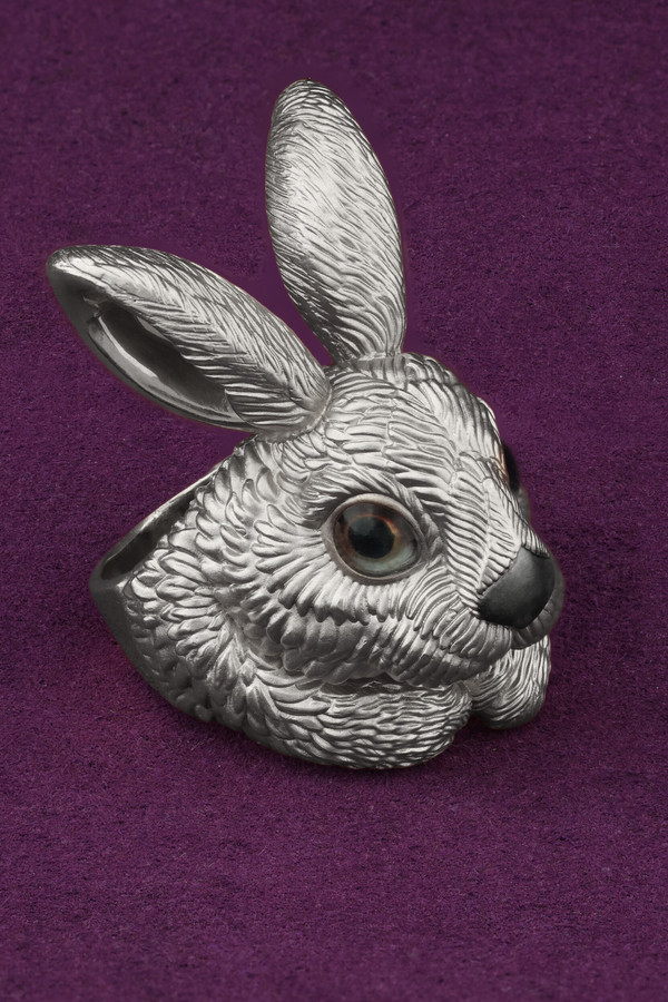 Кольцо из белого золота c эмалью