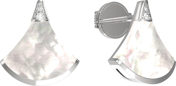 Серьги из белого золота c бриллиантами и перламутром