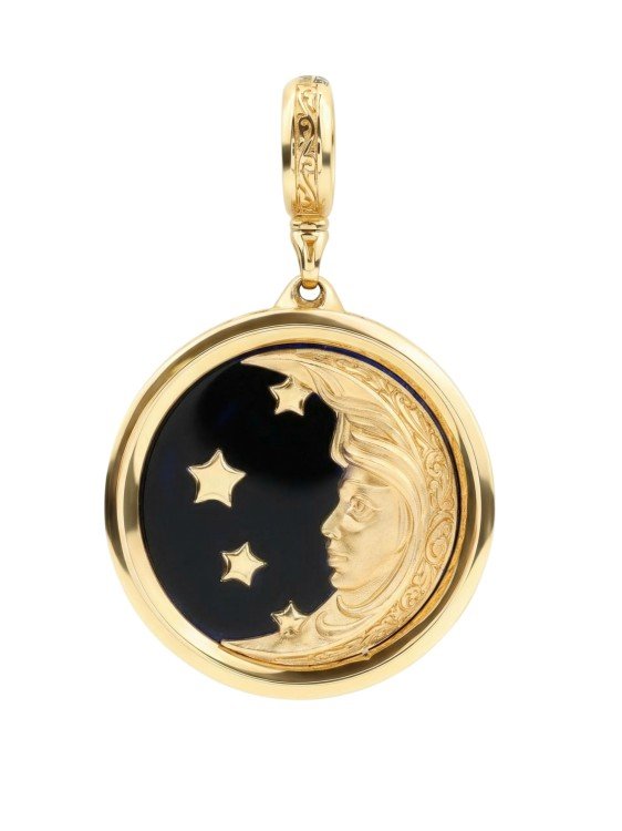 Подвеска из лимонного золота c ониксом и перламутром