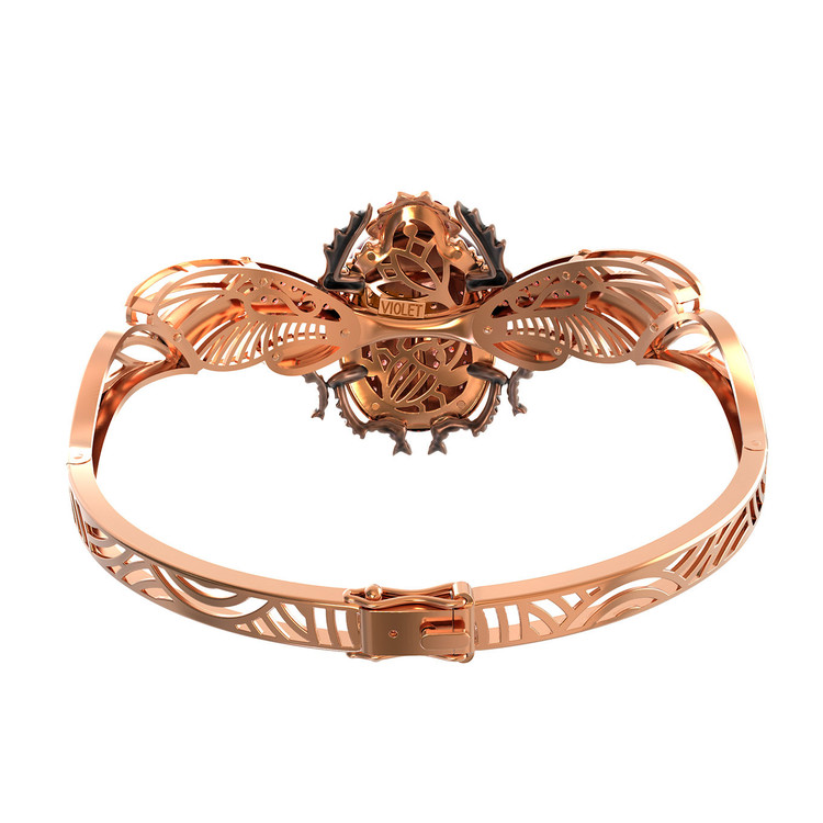 Браслет из золота c эмалью, фианитом, гранатом и эмалью