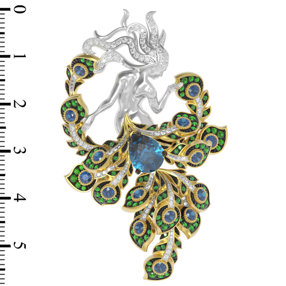 Брошь из лимонного золота c фианитом и топазом London