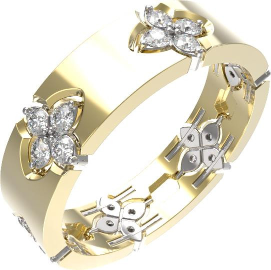 Кольцо из лимонного золота c бриллиантами