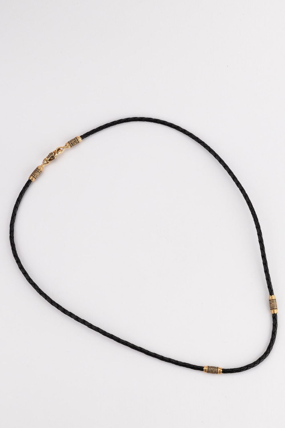 Гайтан из золота c кожаным шнурком